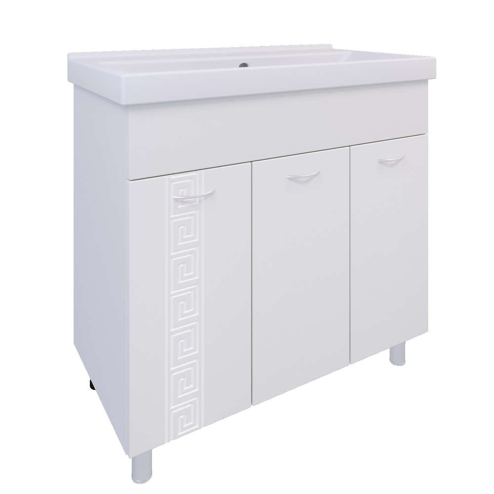 Тумба под раковину, 3 двери, 800, коллекция (Афина, Сersanit Erica, Основной, Белый снег, Молочный глянец)