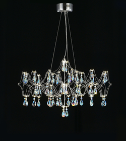 Подвесная люстра светодиодная с пультом и хрустальными подвесками K9 MyFar Ileria MR2651-57P-50СD