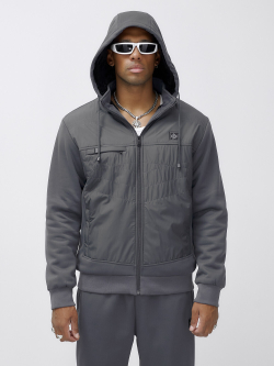 Спортивный костюм мужской зимний с начесом серого цвета 7336Sr