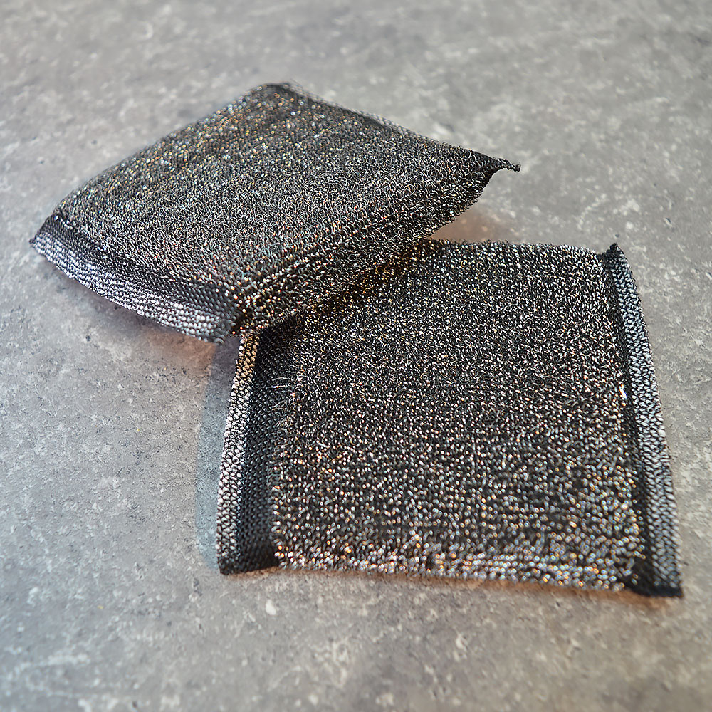 Губка для посуды 11*10*1,5см 2шт, поролон в металлической оплетке, LAIMA