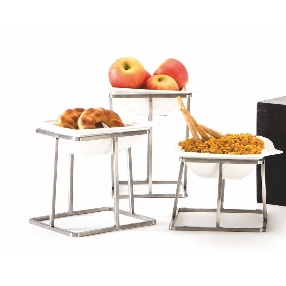 Подставка фуршетная стойка 20*20*25,5 см квадрат нерж. + салатник керамика P.L.Hotelware