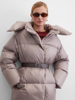 MIDI пуховик с объемным капюшоном, Beige Pink🐨🐨🐨