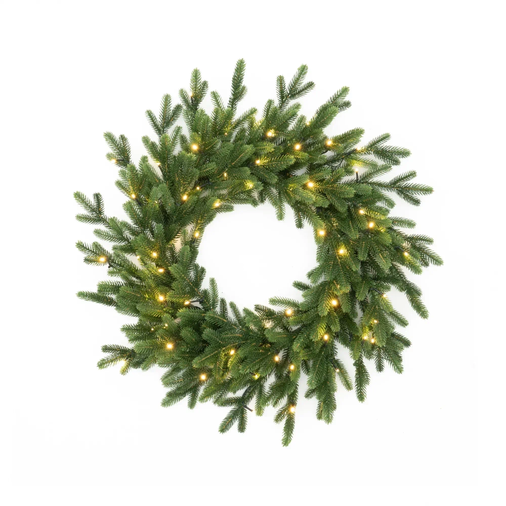 Рождественский венок Венецианский 60 см., 60 теп.белых ламп., 100% литая хвоя, ЕлкиТорг (52112)