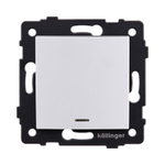 Выключатель кнопочный 1-клавишный 10А/250В с LED подсветкой, изогнутый, белый Kollinger REA-R-013WH для Aspekt, Eleganz, Reflex