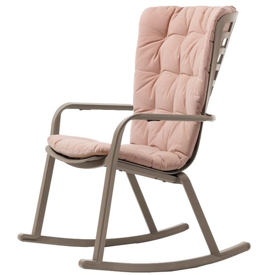 Кресло-качалка Folio коричневое с розовой подушкой