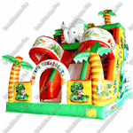 Надувной батут "Слоник в джунглях с двумя лестницами и широким скатом" 6*5*5.5 м