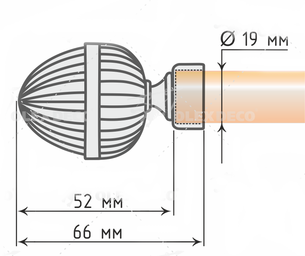 Наконечники металлические Одеон d19 мм, цвет белое золото ампир