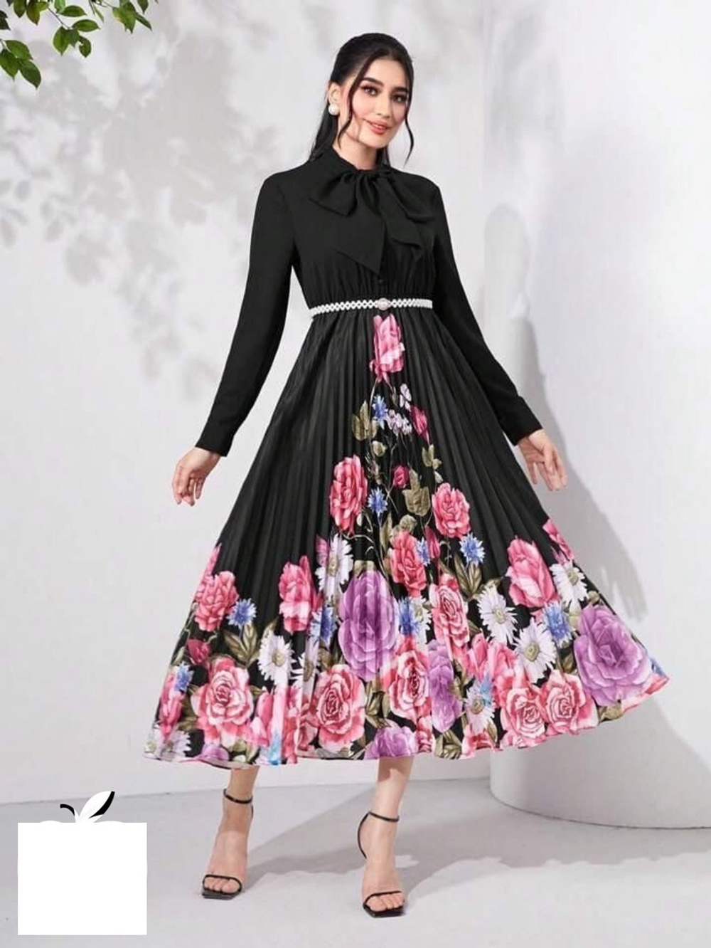 Платье Женское 8008 "Цветы+Бант" Без Выбора