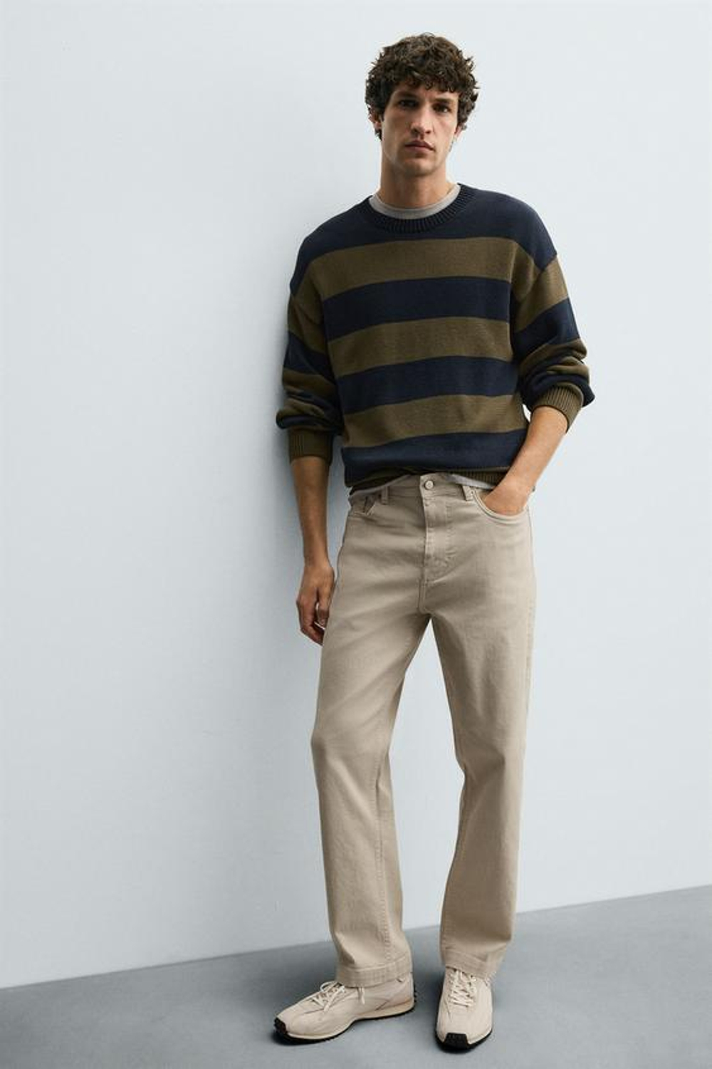 ZARA БРЮКИ STRAIGHT FIT, ЭКРЮ