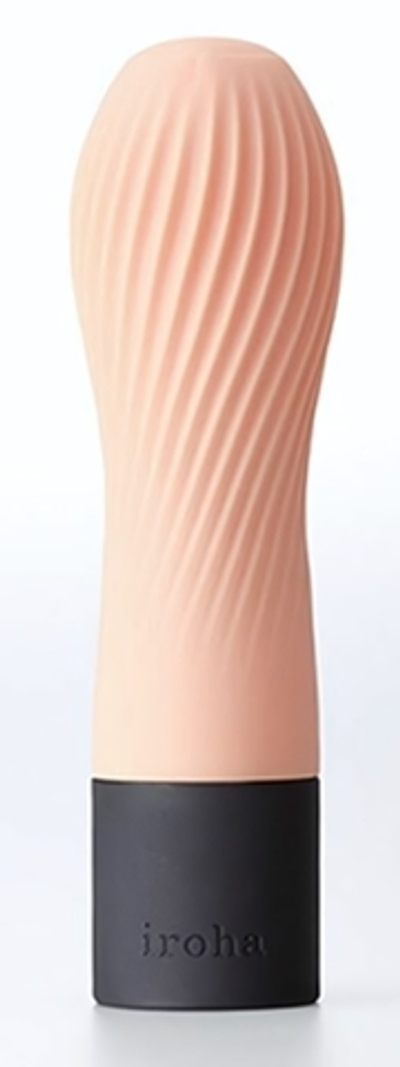 Персиковый рифленый мини-вибратор IROHA ZEN HANACHA - 12,7 см. (Цвет: персиковый)