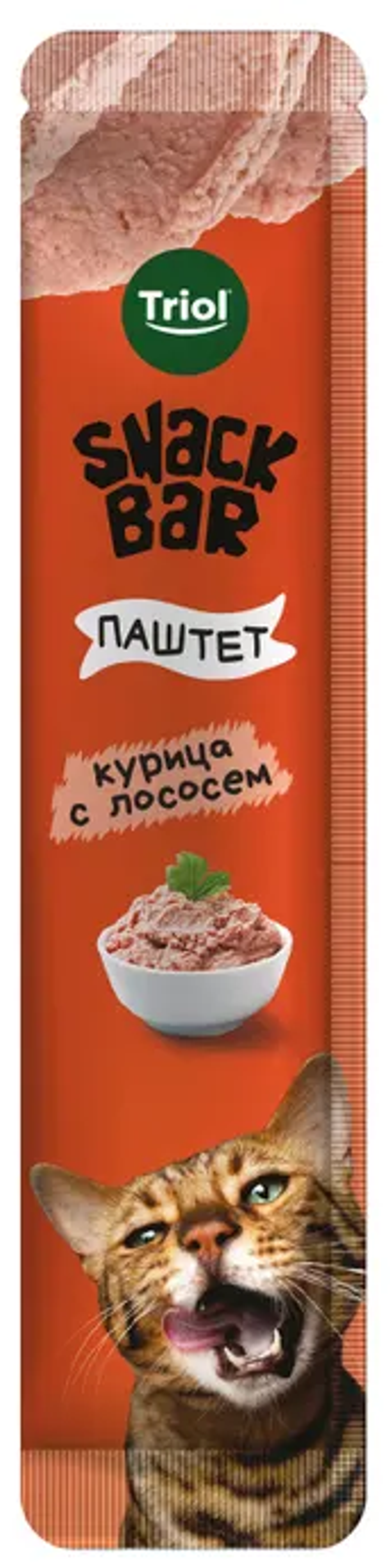 Triol, Лакомство для кошек, Паштет из курицы с лососем, 40 гр.