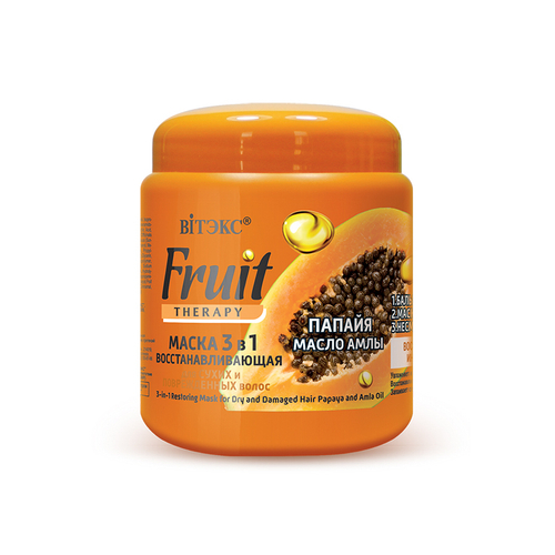 Витэкс FRUIT Therapy Маска ВОССТАНАВЛИВАЮЩАЯ 3 в 1 для сухих и поврежденных волос, ПАПАЙЯ И МАСЛО АМЛЫ 450 мл
