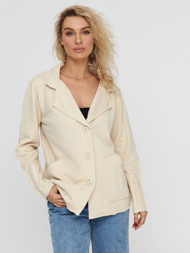 Жакет строчки трикотажный, бежевый