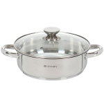 Сотейник нерж сталь, Daniks, Оптима, GS-01201P-24CA, с крыш, индукц