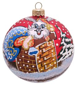 Элита НФШ-1181 Ел. украшение Шар «Заяц с подарками» 100 мм