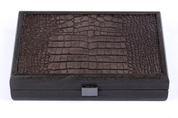 Домино 24x17см Manopoulos Dominoes темно-серый крокодил в деревянном ящике