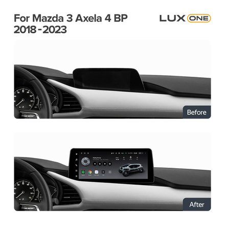 Магнитола для Mazda 3 2019-2023 (BP, левый руль) - Teyes LUX ONE монитор 12.3" 2K QLED на Android 10, CarPlay, 4G SIM-слот, 6/128ГБ