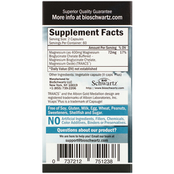 Bio Schwartz Magnesium Bisglycinate 400 mg 120 veg caps , Бисглицинат магния