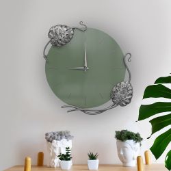 Часы настенные Monstera Deliciosa (Монстера) Колор Зеленый нефрит Сильвер