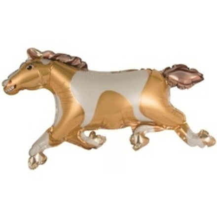 Шар с клапаном (16"/41 см) Мини-фигура, Лошадь, Золото 1 шт.