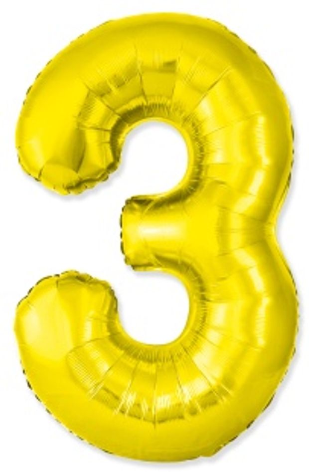 F Шар (40''/102 см) Цифра, 3 Slim, Золото(БГ-60)