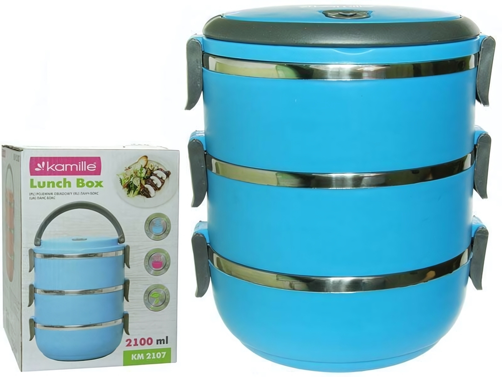 Ланч бокс 2100мл 3 отделения, цвет микс