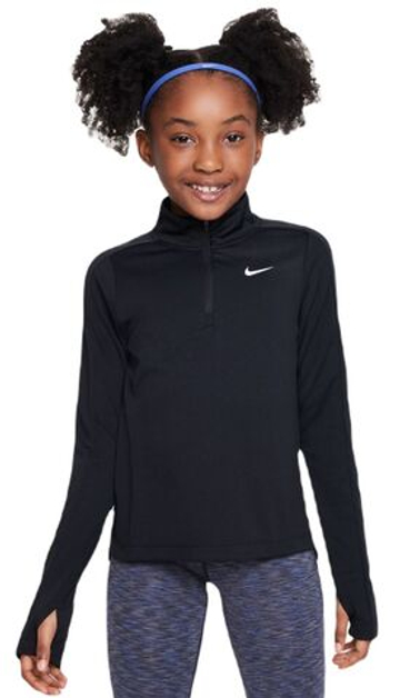 Футболка для девочки Nike Kids Dri-Fit Long Sleeve 1/2 Zip Top - black/white