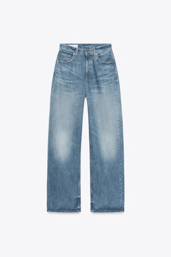 ZARA ДЖИНСЫ TRF STRAIGHT WIDE С ВЫСОКОЙ ПОСАДКОЙ, ИНДИГО