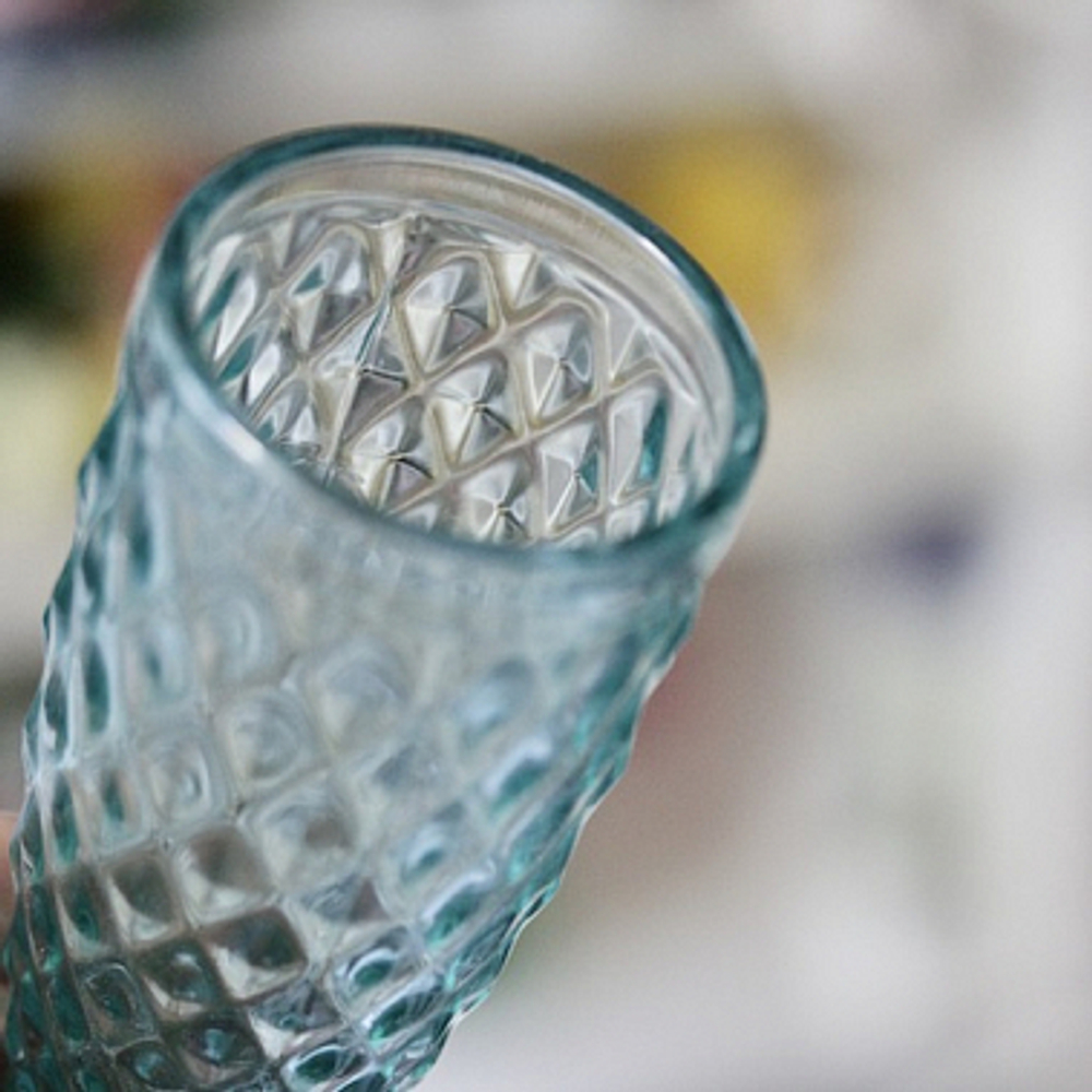 Бокал стеклянный бирюзовый 1 шт, D6,5 x H19.5 см