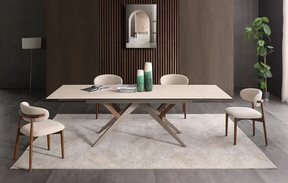 Стул Ando бежевый, ножки орех