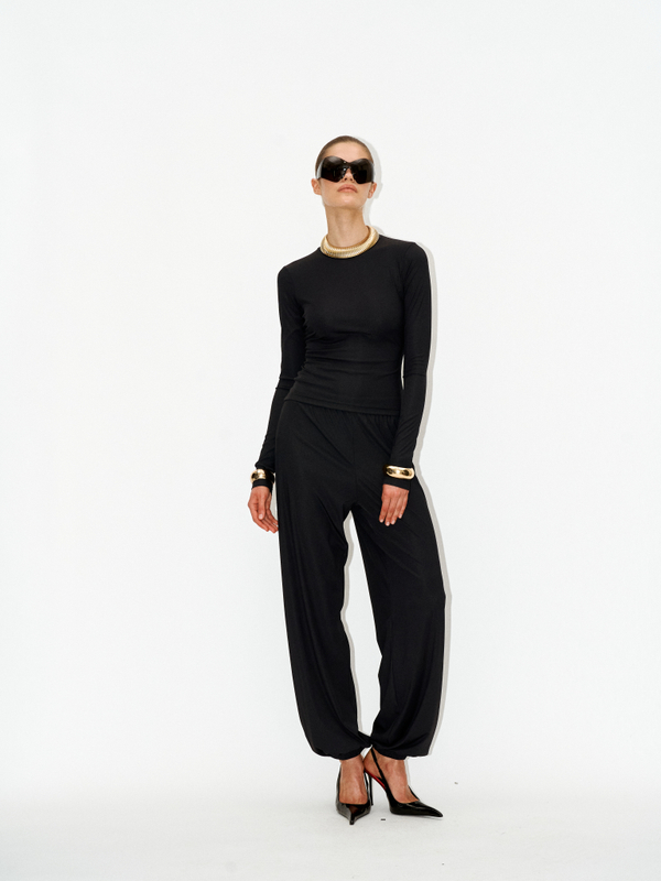Брюки kyle ribbed black на резинке
