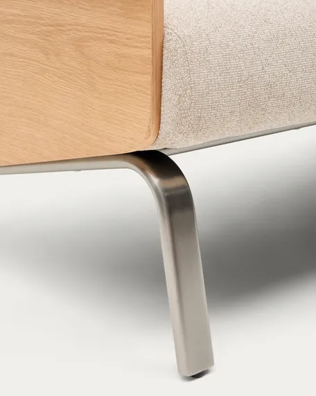 Двухместный диван Amsen, бежевый с подлокотниками из шпона дуба