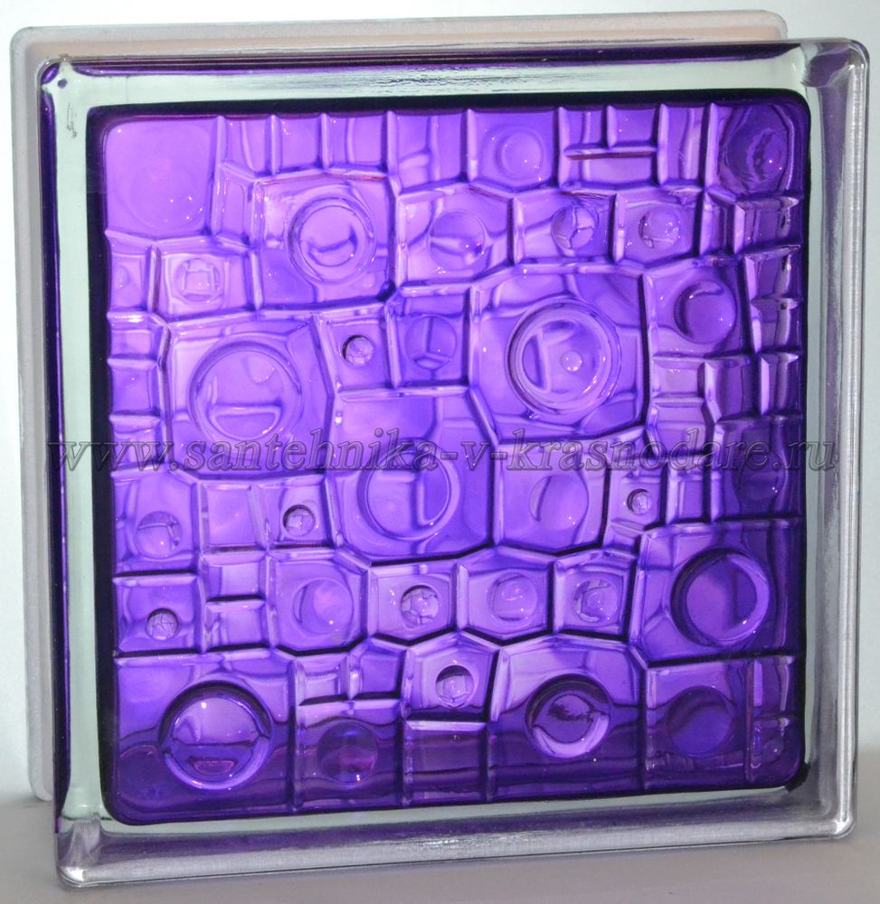 Стеклоблок губка фиолетовый окрашенный изнутри Vitrablok 19x19x8