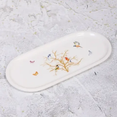 Блюдо керамическое для сервировки «Райский сад» 25*11,5*2см, белое