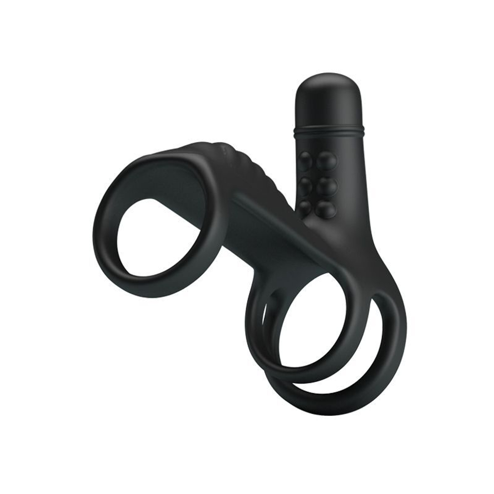 Черная вибронасадка на пенис Vibrating Penis Sling (Цвет: черный)