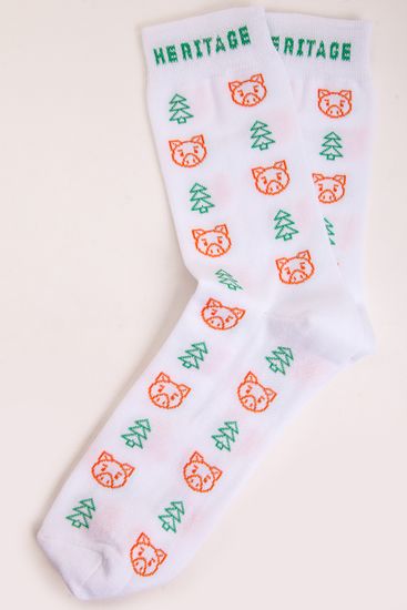 Носки ЗАПОРОЖЕЦ Свинки Ёлочки (женские) (Белый (Белый)