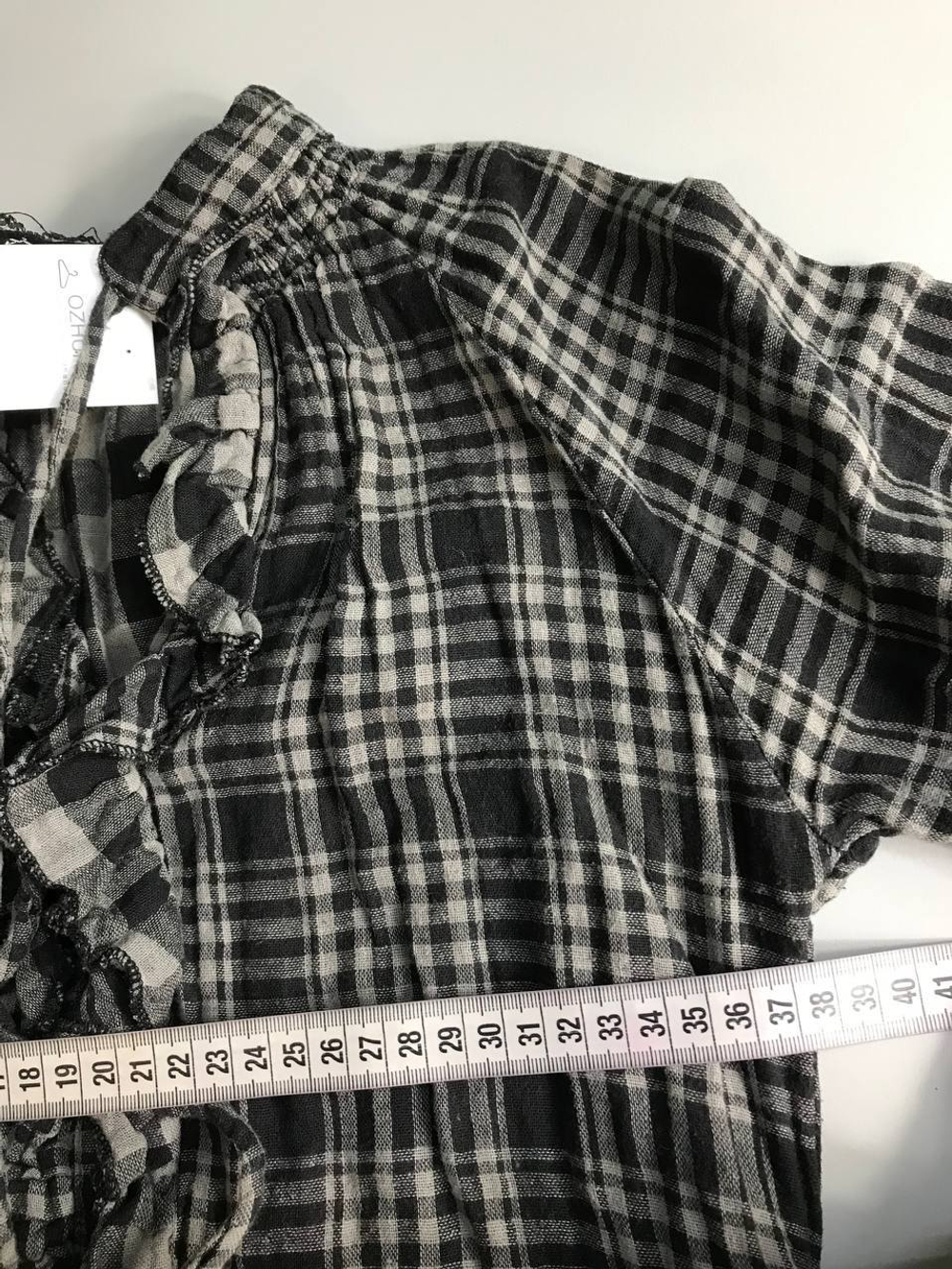 Платье стильное в клетку с рюшками 44 размер