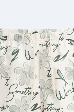 ZARA ПЛАВКИ С ЦВЕТОЧНЫМ ПРИНТОМ, ЭКРЮ