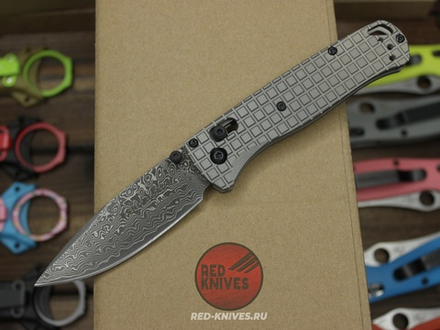 Нож Benchmade 535 Bugout Frag Titanium Damascus A+++ - серый титан, клинок дамаск