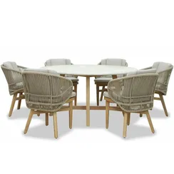 Комплект уличной мебели Mali из массива эвкалипта, стол Ø150 см, 6 стульев