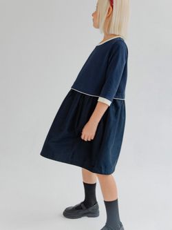 Платье с кантом ТЕМНО-СИНИЙ