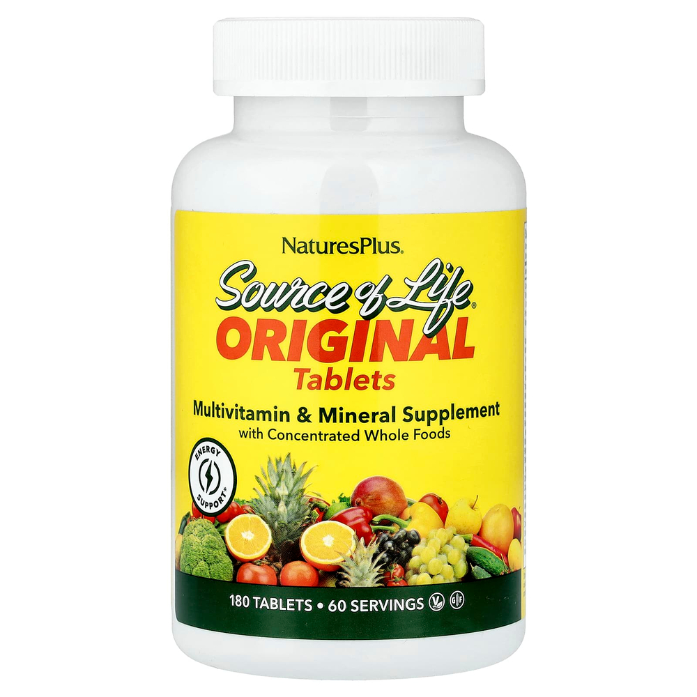 NaturesPlus, Source of Life®, оригинальные таблетки, добавка с мультивитаминами и минералами, 180 таблеток