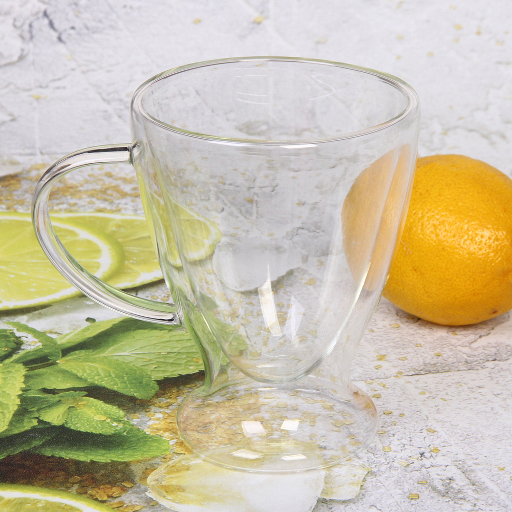 Кружка стеклянная с двойными стенками 300мл «Хай-Тек» для латте