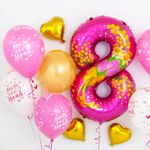 Шар (34''/86 см) Цифра, 8 Марта, Цветы, Фуше, 1 шт. в уп.