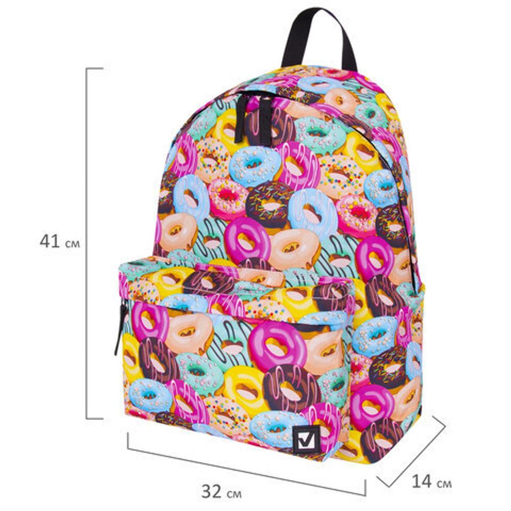 Рюкзак BRAUBERG, универсальный, сити-формат, Donuts, 20 литров, 41х32х14 см, 228862