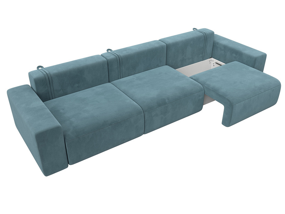 Диван прямой Лига-036 НПБ Классик Лонг ВЕЛЮР Бирюзовый