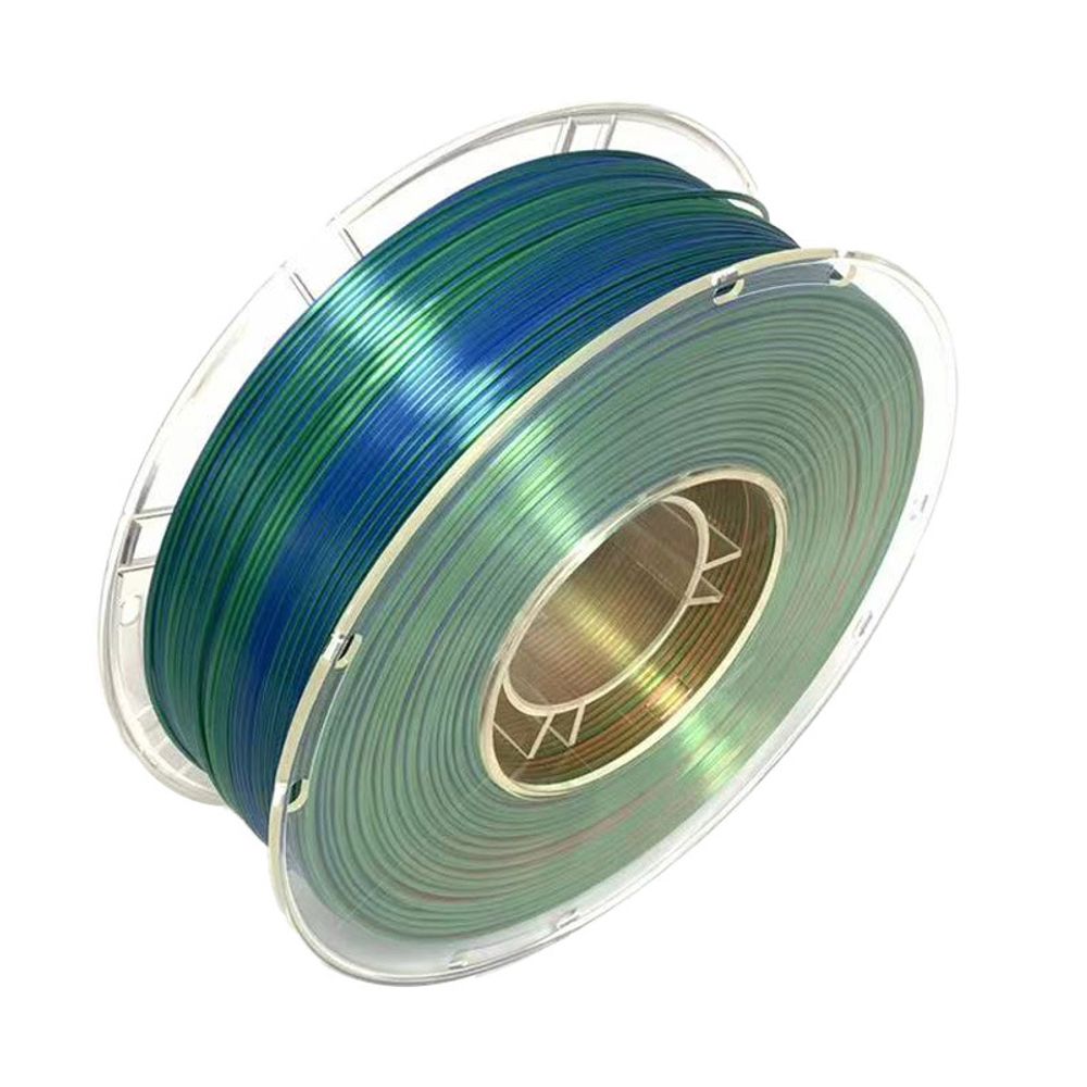 Трехцветный пластик PLA Silk Tri-Color 1.75 мм 1 кг (синий, зеленый, золотой)