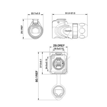 Водонепроницаемый разъем CNLINKO LP-16 RJ45 1.5A (IP67)