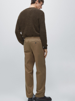 Massimo Dutti Брюки-джоггеры из смесовой хлопковой ткани, оливковый