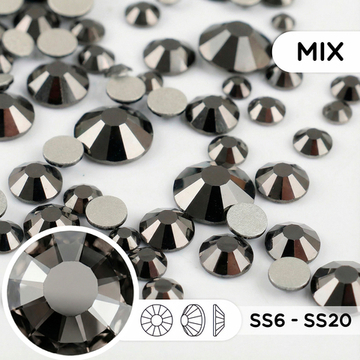 Набор стеклянных страз (mix размеров) — Hematite